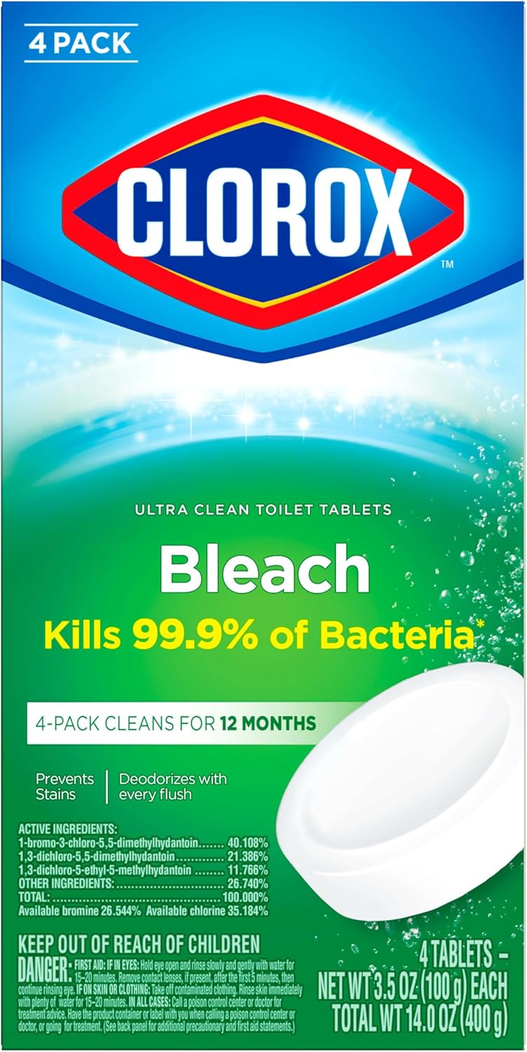  Clorox Ultra Clean Toilet Tablets Bleach 3.5 Ounces Each, 4 Count (package May Vary)